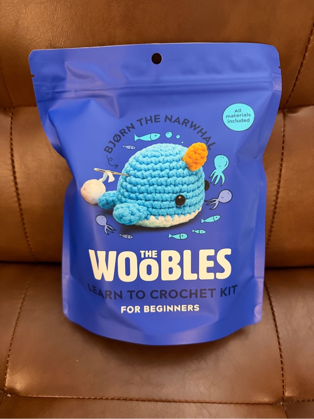 The Woobles Bjørn the Narwhal Learn to Crochet Kit Beginner Craft Kit NEW